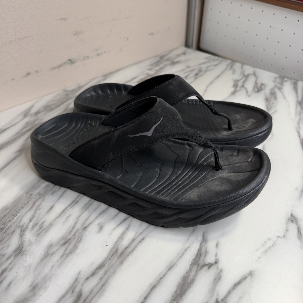 Hoka One One Ora Recovery Flip Flop Mens 8 Womens 10 Black Comfort Sandals